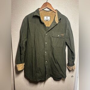 Legendary Whitetails Olive Green Button-Front Shirt Jacket with Tan Accents